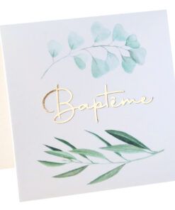 marque place bapteme vegetal et or