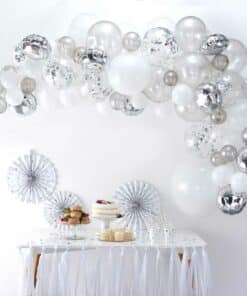 Arche de ballon blanc et argent
