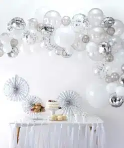 Arche de ballon blanc et argent