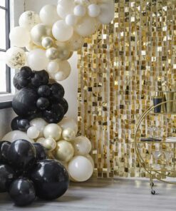 Arche de ballon noir, nude et or