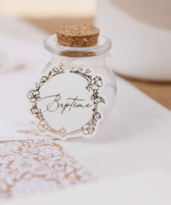 etiquette baptême pour contenant dragées baptême