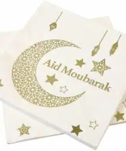Serviette "Aid Moubarak" - Blanc et Or - Lot de 20