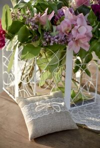 Coussin pour Alliances - Jute & Dentelle