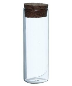 Eprouvette à dragées en verre, hauteur 7 cm, diamètre 2,4 cm, avec bouchon en liege