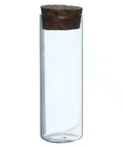 Eprouvette à dragées en verre, hauteur 7 cm, diamètre 2,4 cm, avec bouchon en liege