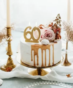 Gateau anniversaire 60 ans bougie or