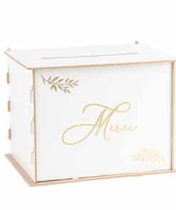 Urne en bois blanc et or merci