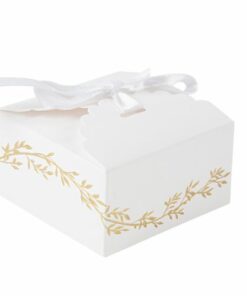 boite a dragées jolis brins blanc et or