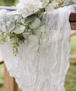 chemin de table cheesecloth gaz de coton blanc cassé