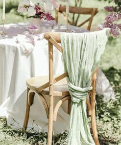 chemin_de_table_mariage_vert_sauge_cheesecloth gaz de coton