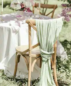chemin_de_table_mariage_vert_sauge_cheesecloth gaz de coton