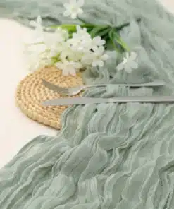 chemin_de_table_mariage_vert_sauge_cheesecloth gaz de coton