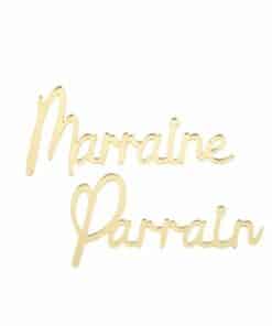 déco parrain et marraine en plexi Or