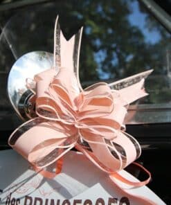 deco voiture mariage rose poudré