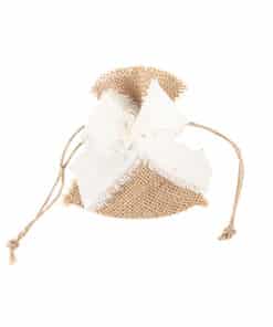 sachet dragées en jute et noeud en lin