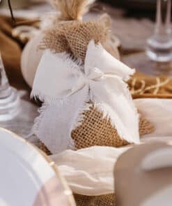 sachet dragées en jute et noeud en lin