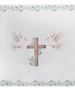 chemin de table communion croix et colombes