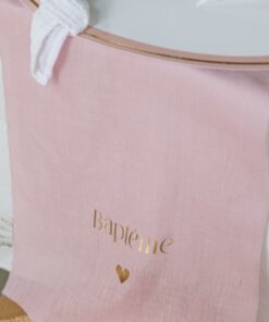 Chemin de table Bapteme vieux rose