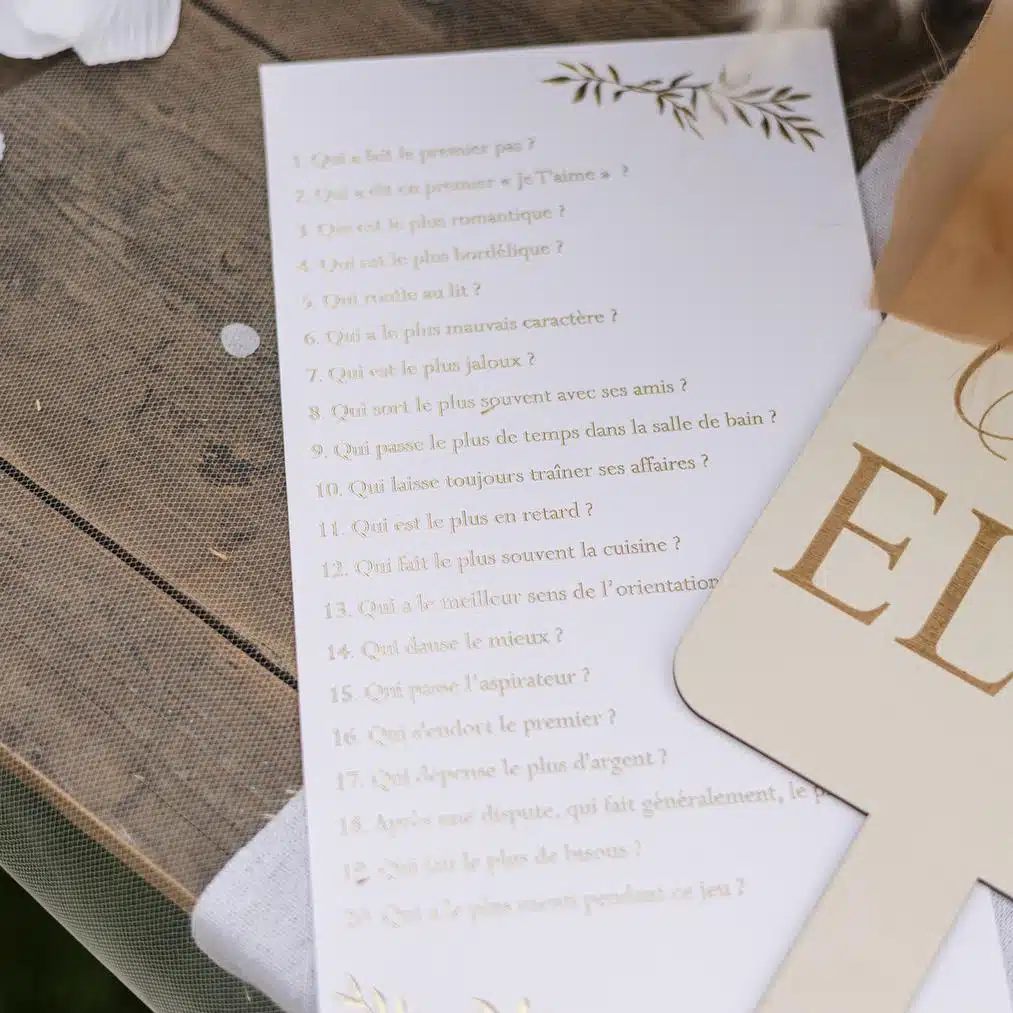 Jeux mariage elle et lui blanc et or