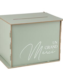 Urne bois vert sauge et blanc