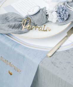 Chemin de table Bapteme bleu galaxie bleu orage