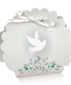 Boite a dragees colombe vert sauge