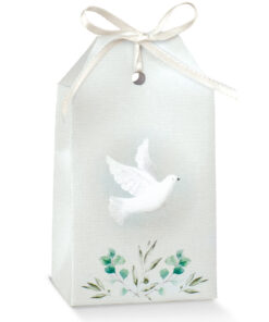 Boite a dragees colombe vert sauge etui