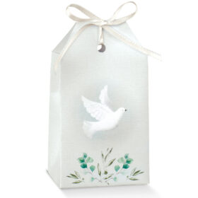Boite a dragees colombe vert sauge etui