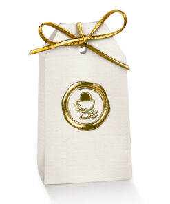 Boite à dragées communion blanc et or calice