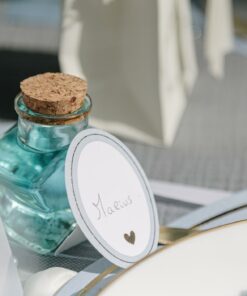 MARQUE PLACE BAPTEME BLEU BLANC ET OR