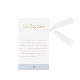 carte bapteme bleu blanc et or