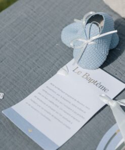carte baptême bleu blanc or