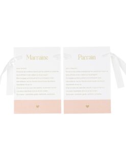 carte parrain marraine rose blanc or