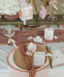 collection bapteme rose blanc or