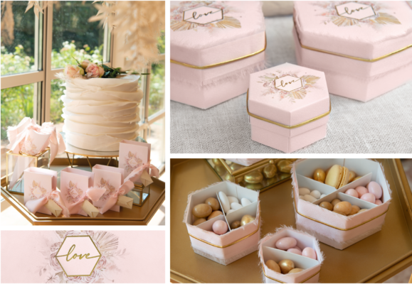 decoration rose poudré mariage