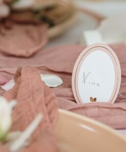 marque place bapteme rose blanc or