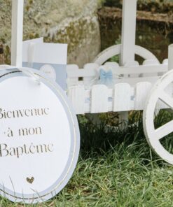 pancarte baptême bleu blanc or
