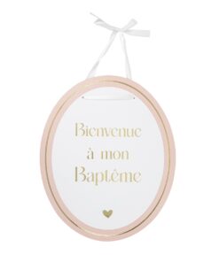 pancarte bapteme rose blanc et or