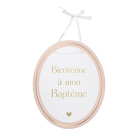 pancarte bapteme rose blanc et or