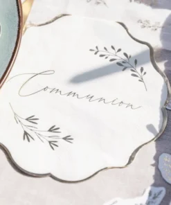 serviette communion blanc et or
