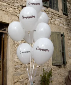 Alternative view of Ballon imprimé "Communion" Blanc - Lot de 8