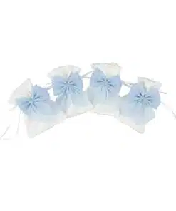 Pochon à dragées satin - Noeud bleu