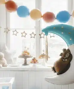 Ballon Ourson sur Lune - Bleu