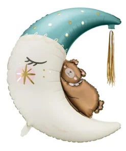 Ballon Ourson sur Lune - Bleu