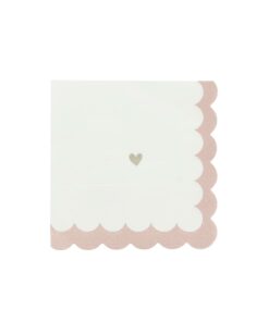 serviette rose blanc et or coeur