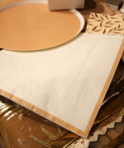 serviette bi color blanc et camel