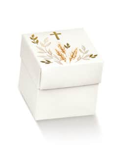 Boite a dragees cube communion epis et croix