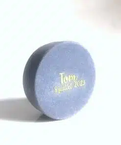 Boite a dragees ronde bleu effet velours