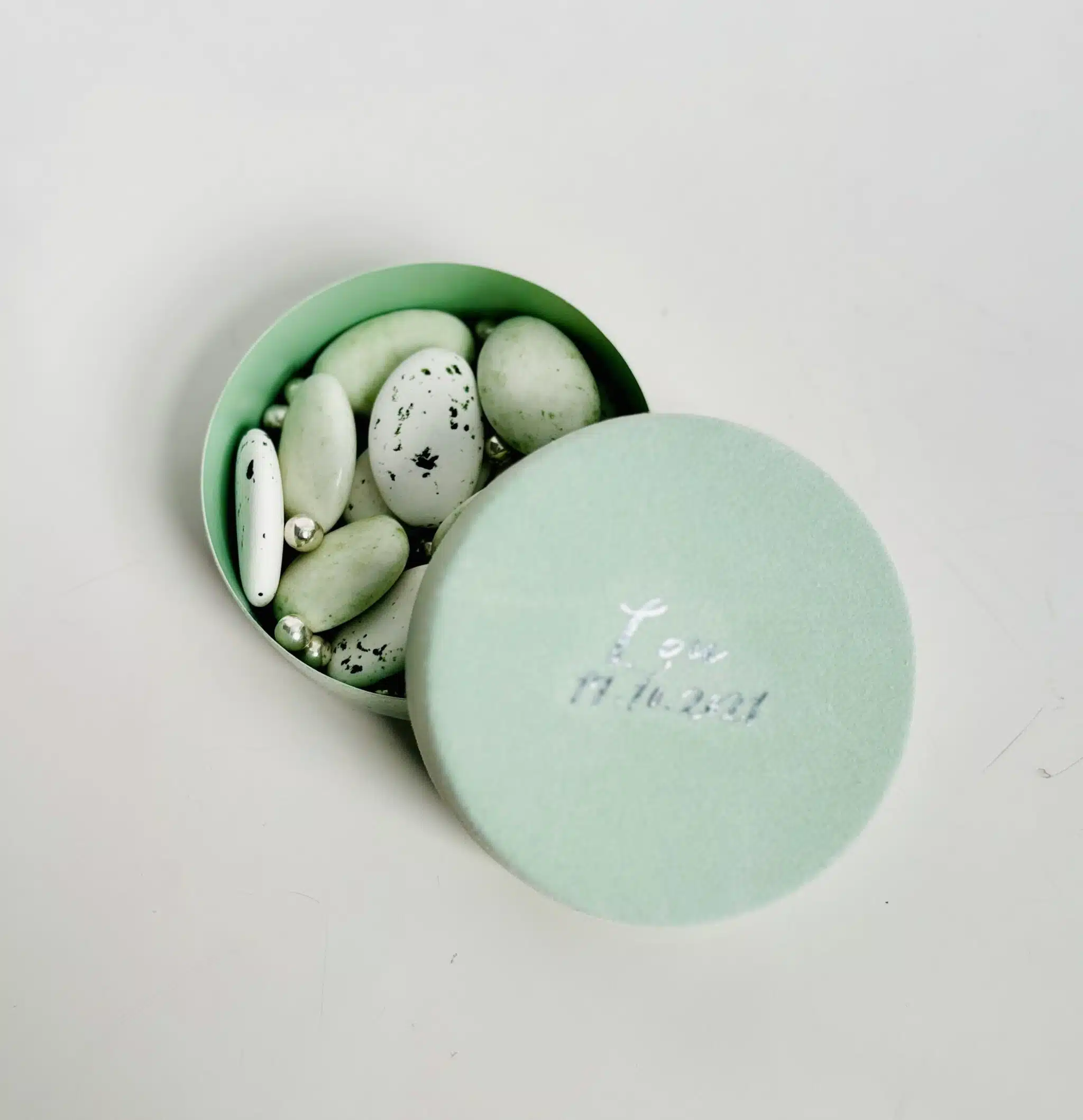 Boîte velours vert eucalyptus