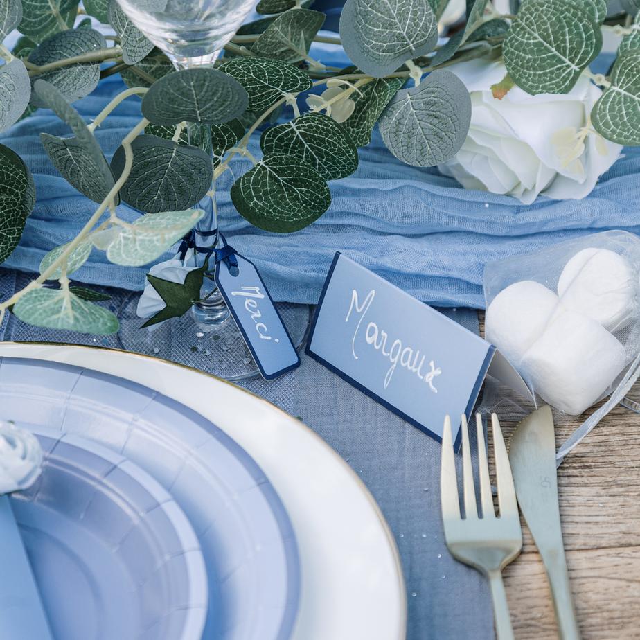 etiquette dragees bleu marine et bleu ciel